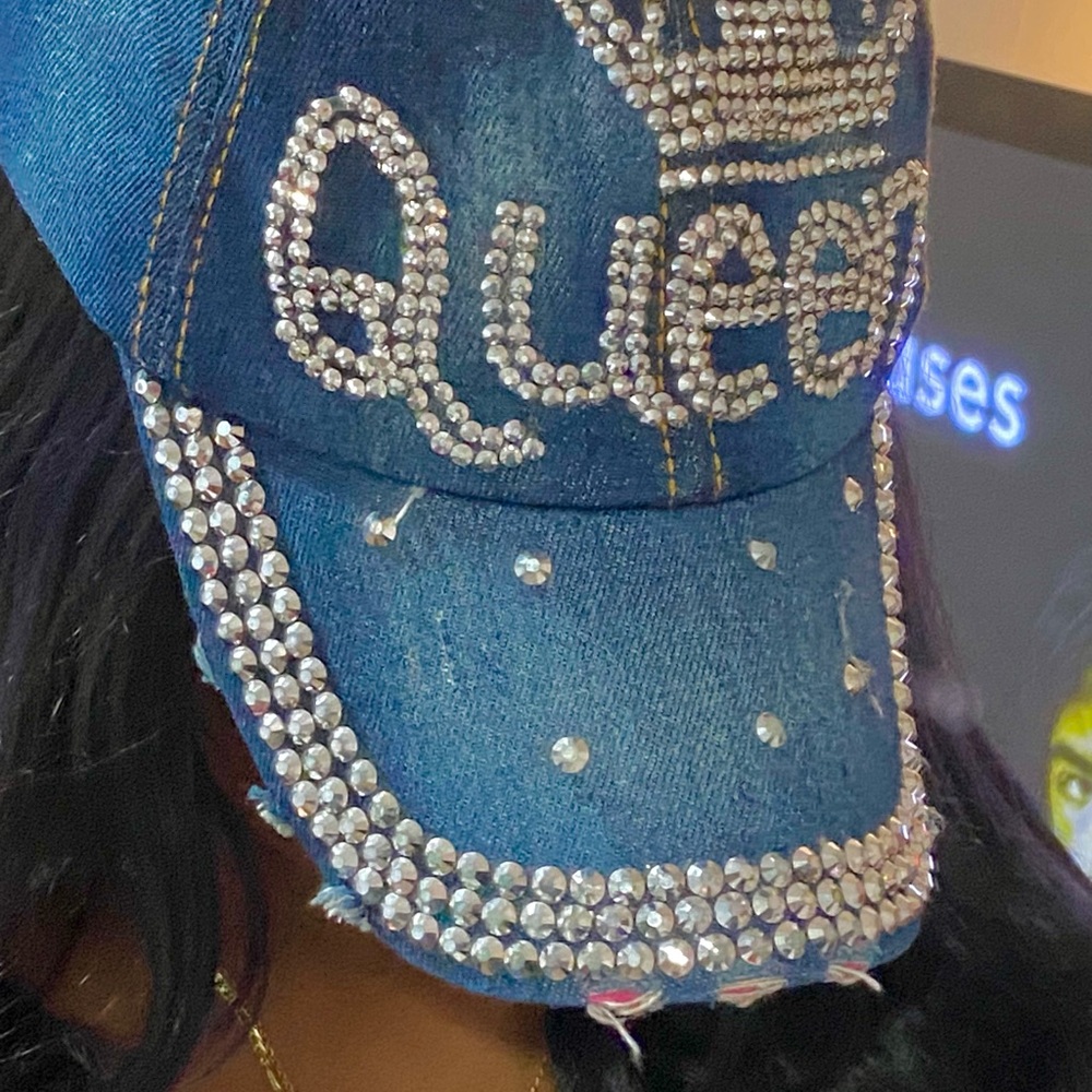 Denim rhinestone hat
